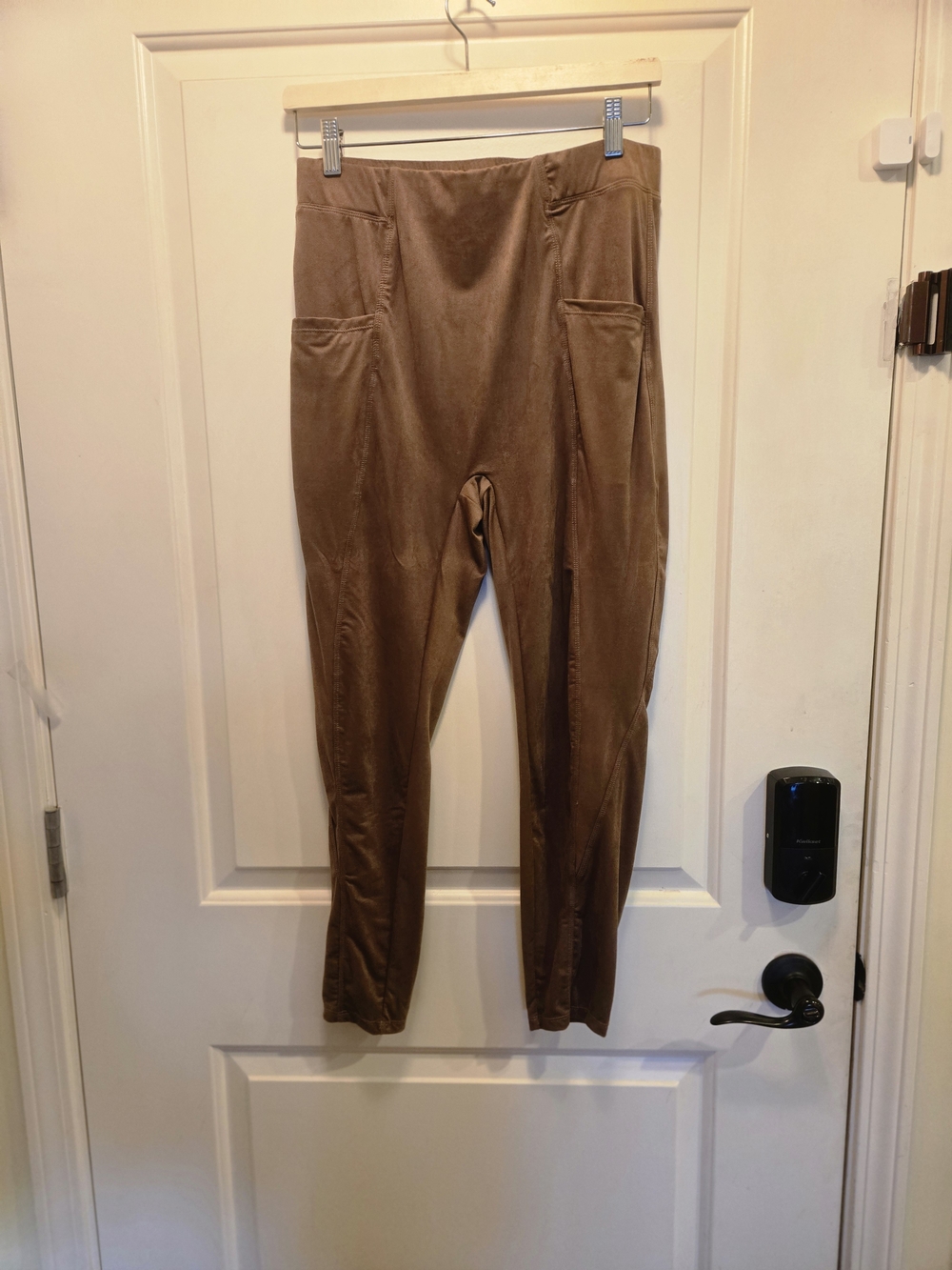 HALARA NWT Faux Suede Lightweight Brown High-Rise Stretch Pocket Leggings